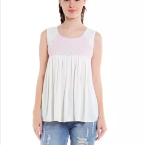 Off White Regular Fit Embroidered Top